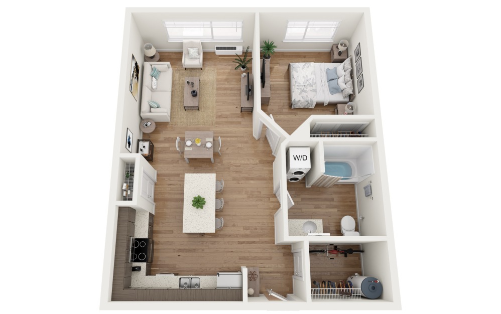 Helens B - 1 bedroom floorplan layout with 1 bathroom and 738 - 771 square feet