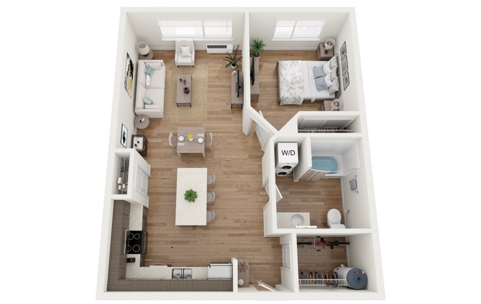 Helens B - 1 bedroom floorplan layout with 1 bath and 738 to 771 square feet.